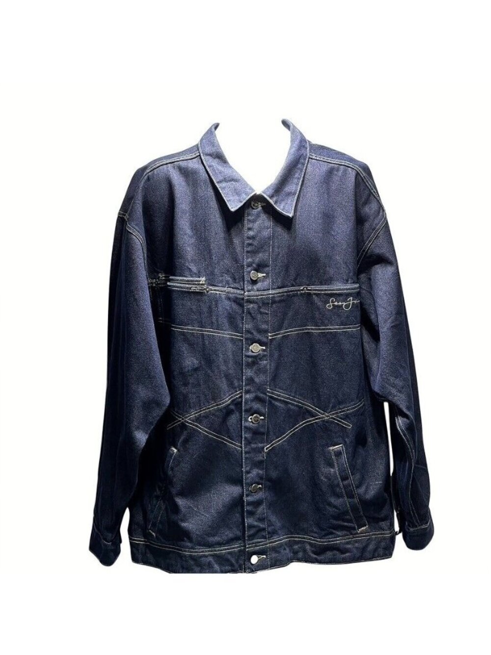 Vintage Sean John Mens XXL Denim Jacket Dark Blue - Picture 11 of 11